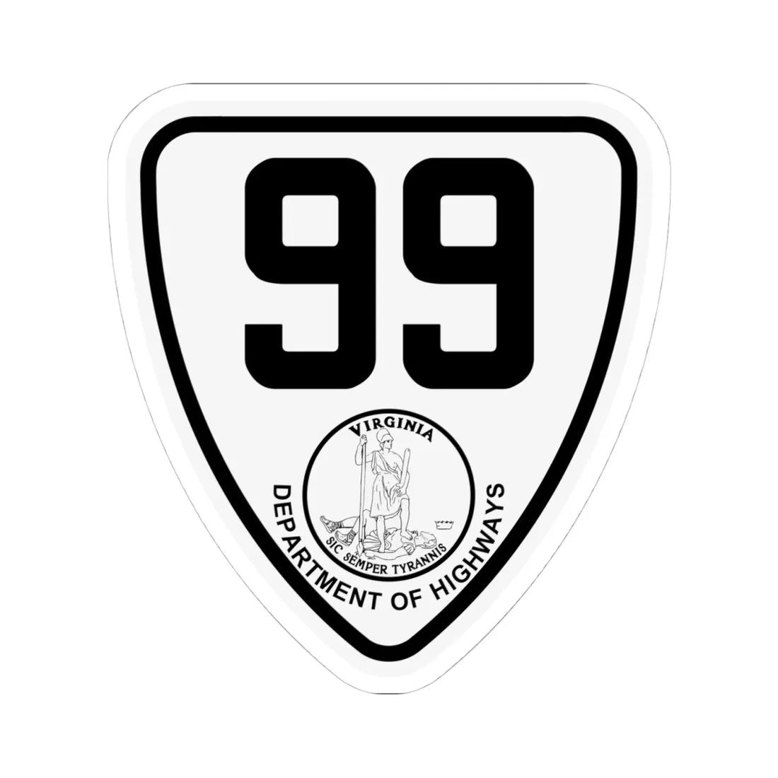 Virginia 99 1924 (Virginia) (Road Sign) STICKER Vinyl Kiss-Cut Decal 4 Inch White - The Sticker Space