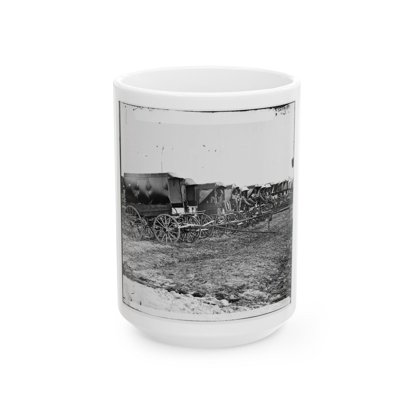 Virginia, City Point. Park Of Army Wagons (U.S. Civil War) White Coffee Mug-15oz-The Sticker Space