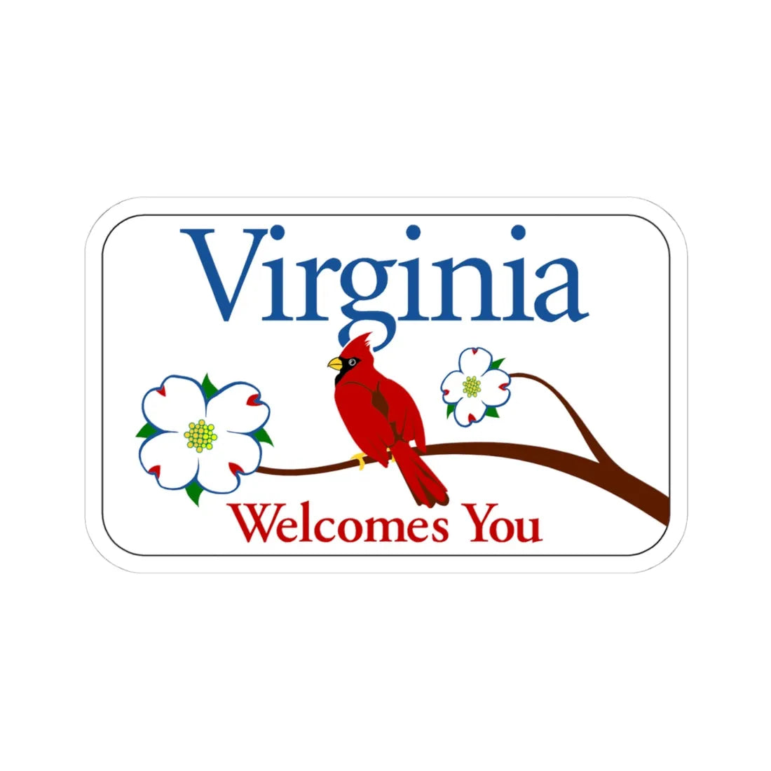 Virginia I-V1 (Virginia) (Road Sign) STICKER Vinyl Kiss-Cut Decal 4 Inch White - The Sticker Space