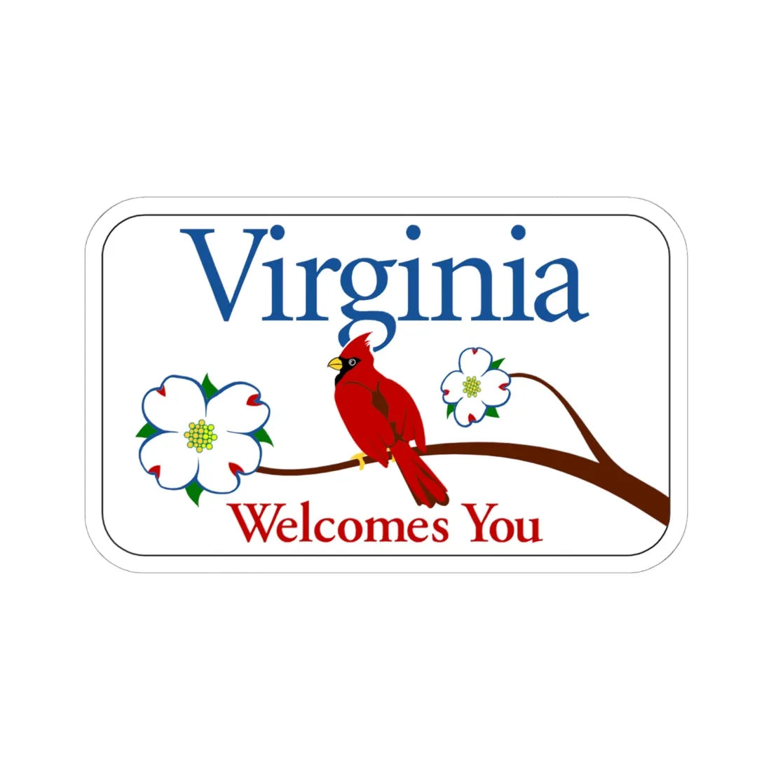 Virginia I-V1 (Virginia) (Road Sign) STICKER Vinyl Kiss-Cut Decal 6 Inch White - The Sticker Space