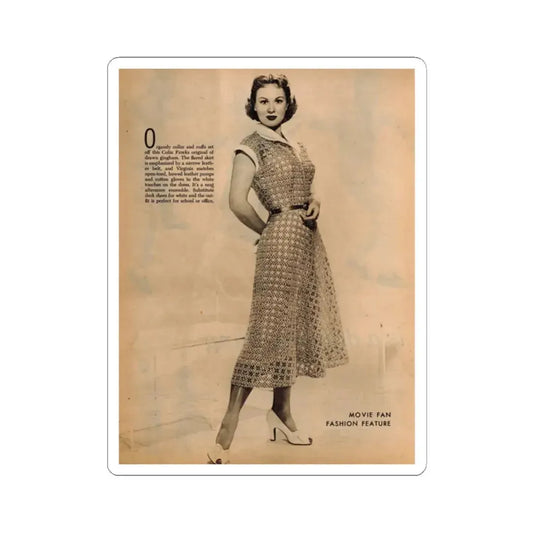 Virginia Mayo #229 - 1 Full Page Fashion Photo & Caption from Movie Fan Magazine Circa Late 40's or 50's (Vintage Female Icon) STICKER Vinyl Kiss-Cut Decal 2 Inch White - The Sticker Space
