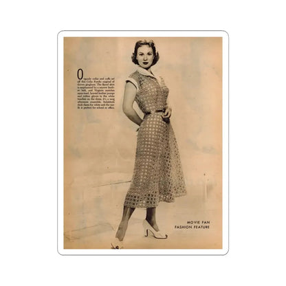 Virginia Mayo #229 - 1 Full Page Fashion Photo & Caption from Movie Fan Magazine Circa Late 40's or 50's (Vintage Female Icon) STICKER Vinyl Kiss-Cut Decal 6 Inch White - The Sticker Space