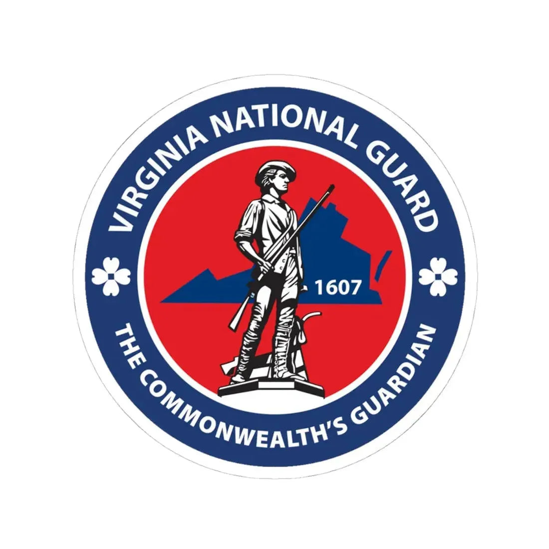 Virginia National Guard - STICKER Vinyl Kiss-Cut Decal 4 Inch White - The Sticker Space