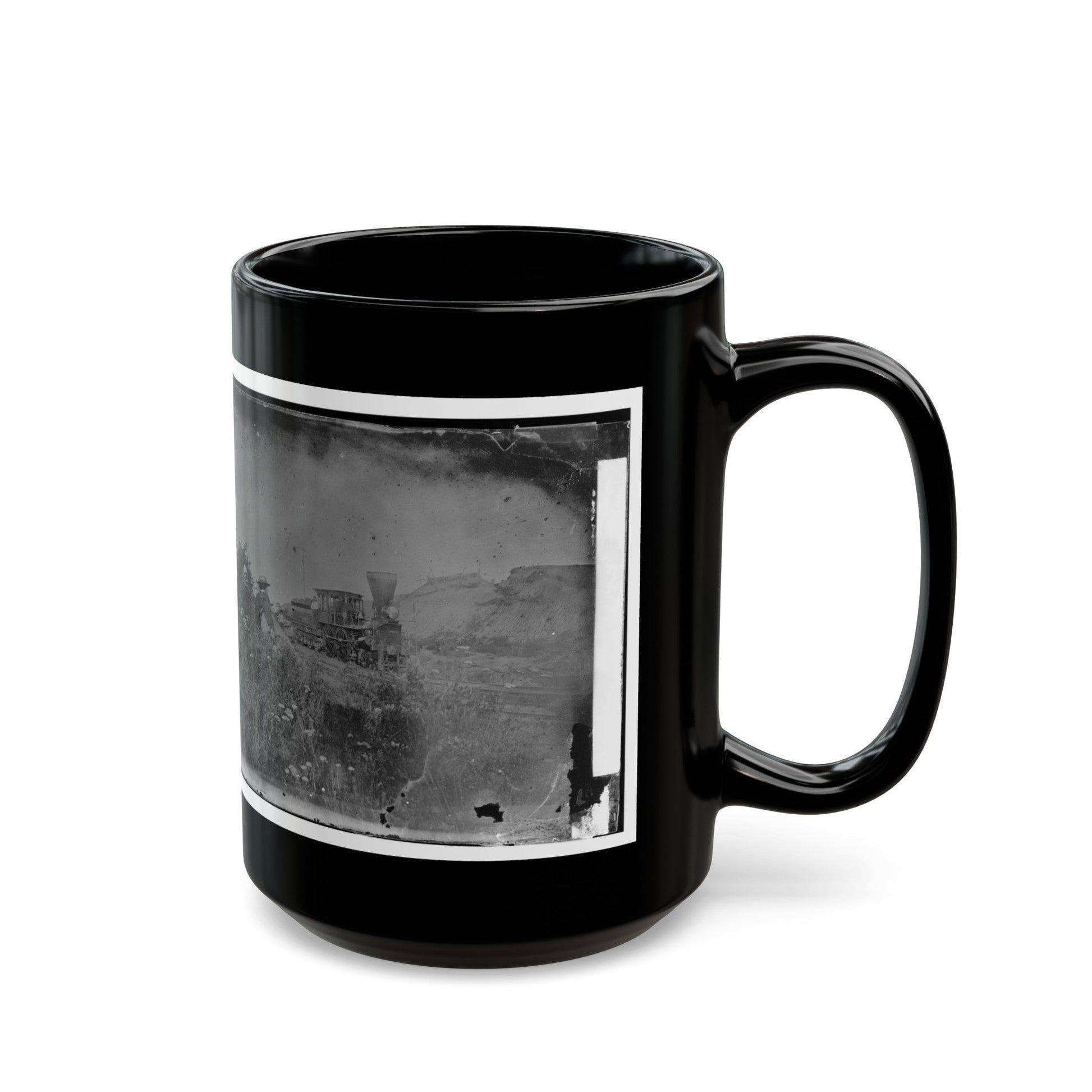 Virginia. Locomotive On The Orange & Alexandria Railroad (U.S. Civil War) Black Coffee Mug-The Sticker Space