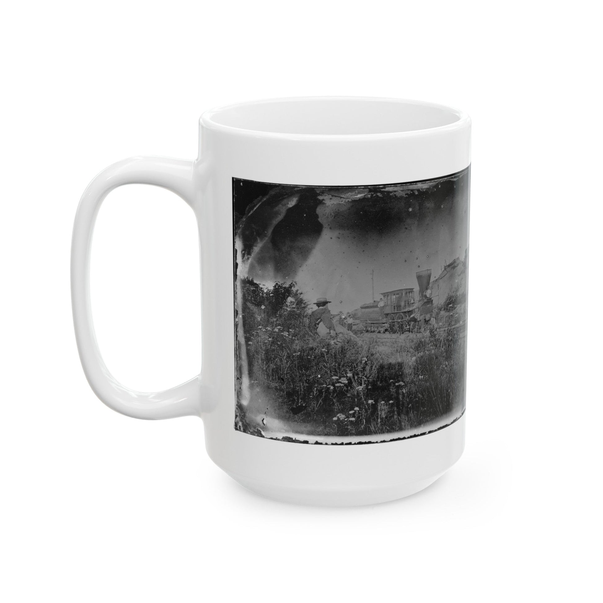 Virginia. Locomotive On The Orange & Alexandria Railroad (U.S. Civil War) White Coffee Mug-The Sticker Space