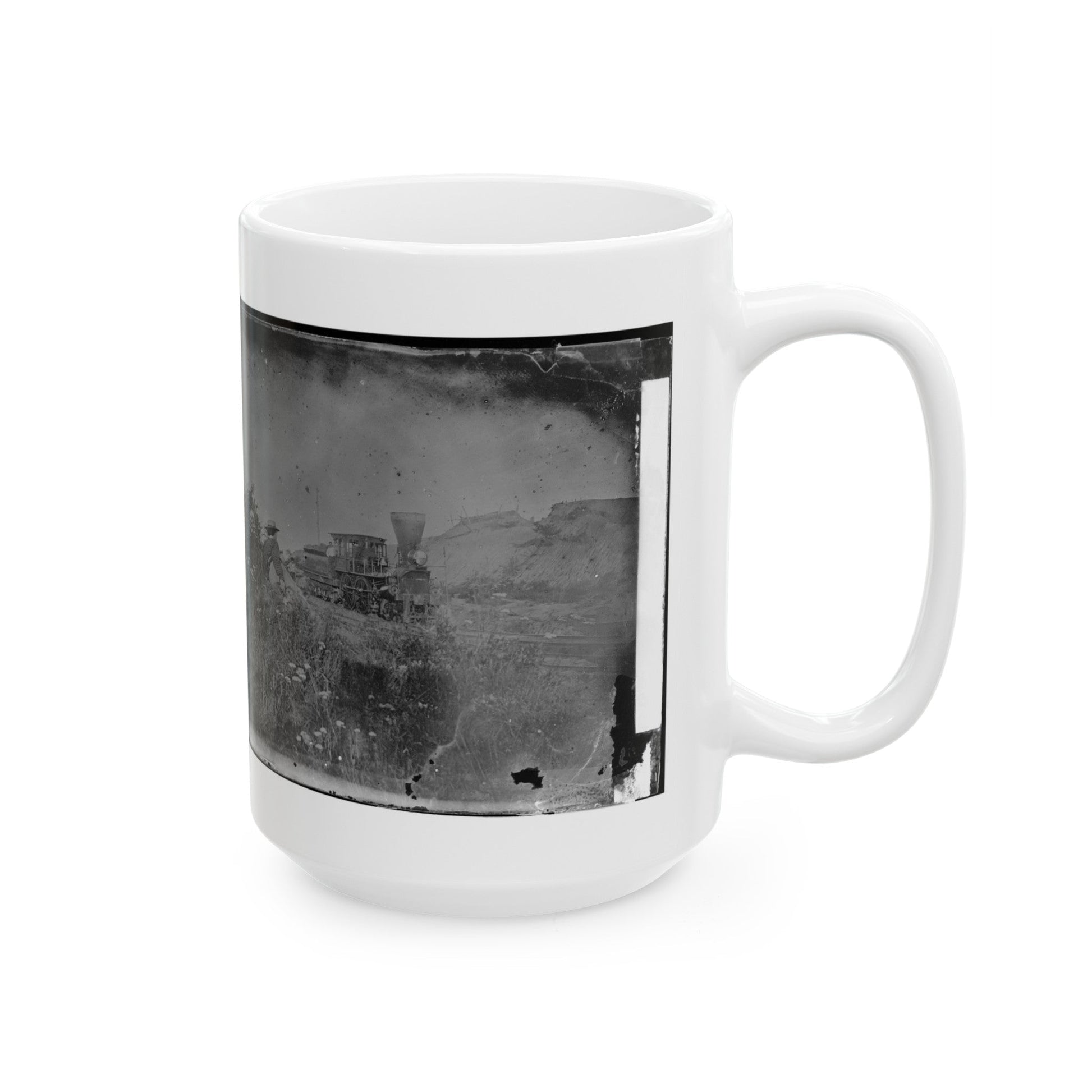 Virginia. Locomotive On The Orange & Alexandria Railroad (U.S. Civil War) White Coffee Mug-The Sticker Space