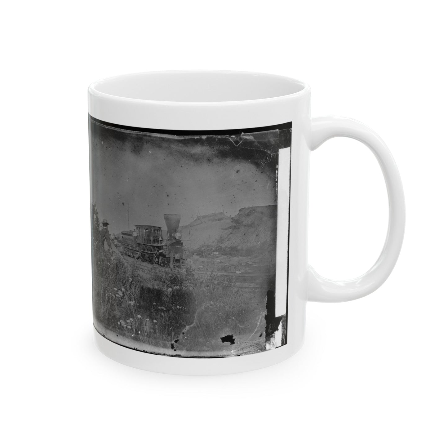 Virginia. Locomotive On The Orange & Alexandria Railroad (U.S. Civil War) White Coffee Mug-The Sticker Space