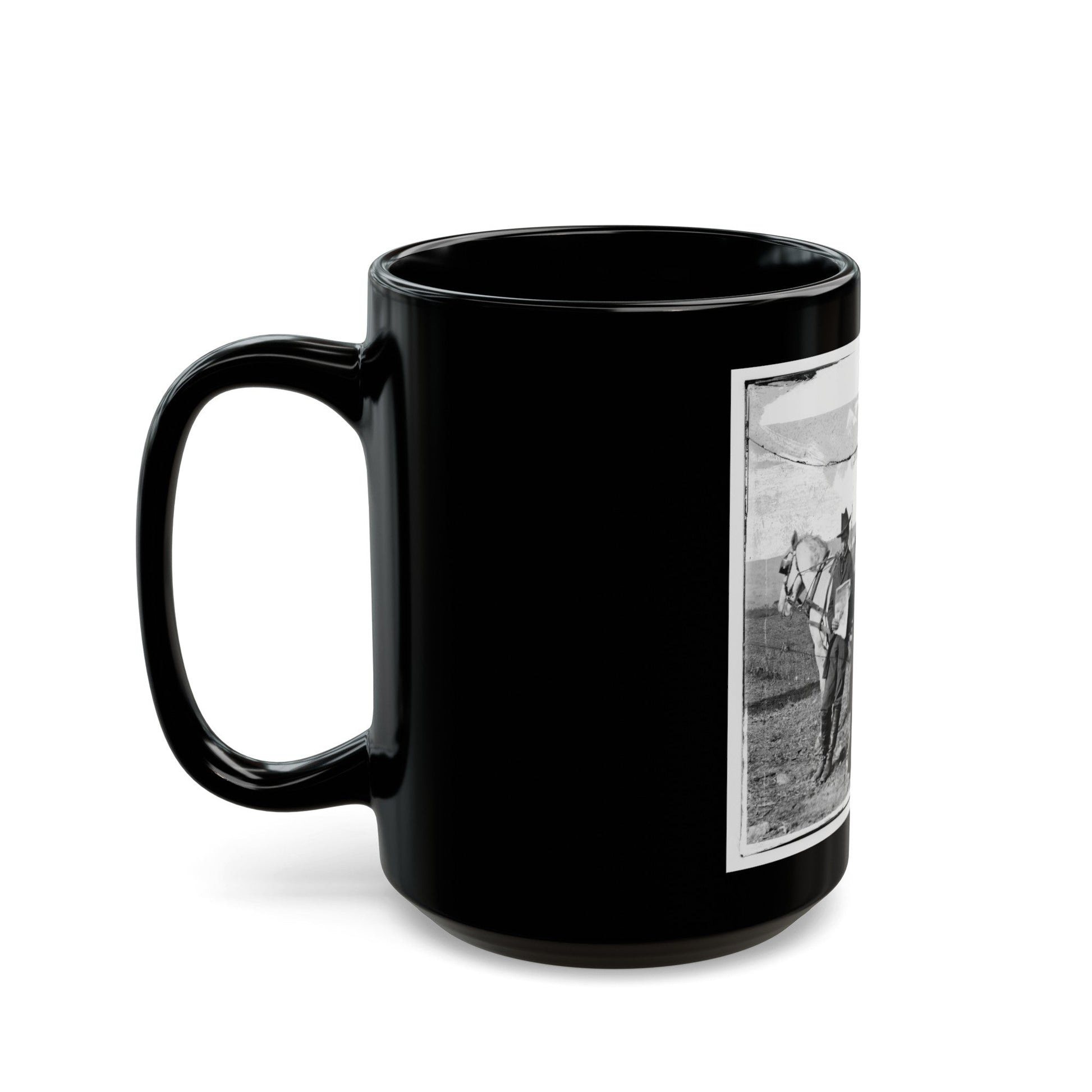 Virginia. Newspaper Vendor And Cart In Camp (U.S. Civil War) Black Coffee Mug-The Sticker Space