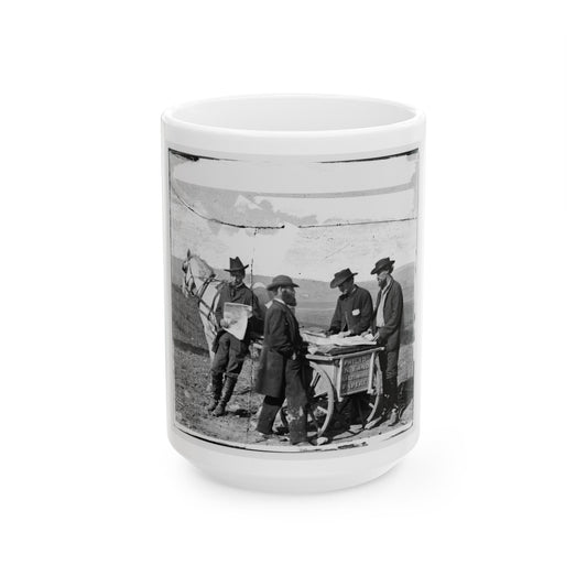 Virginia. Newspaper Vendor And Cart In Camp (U.S. Civil War) White Coffee Mug-15oz-The Sticker Space