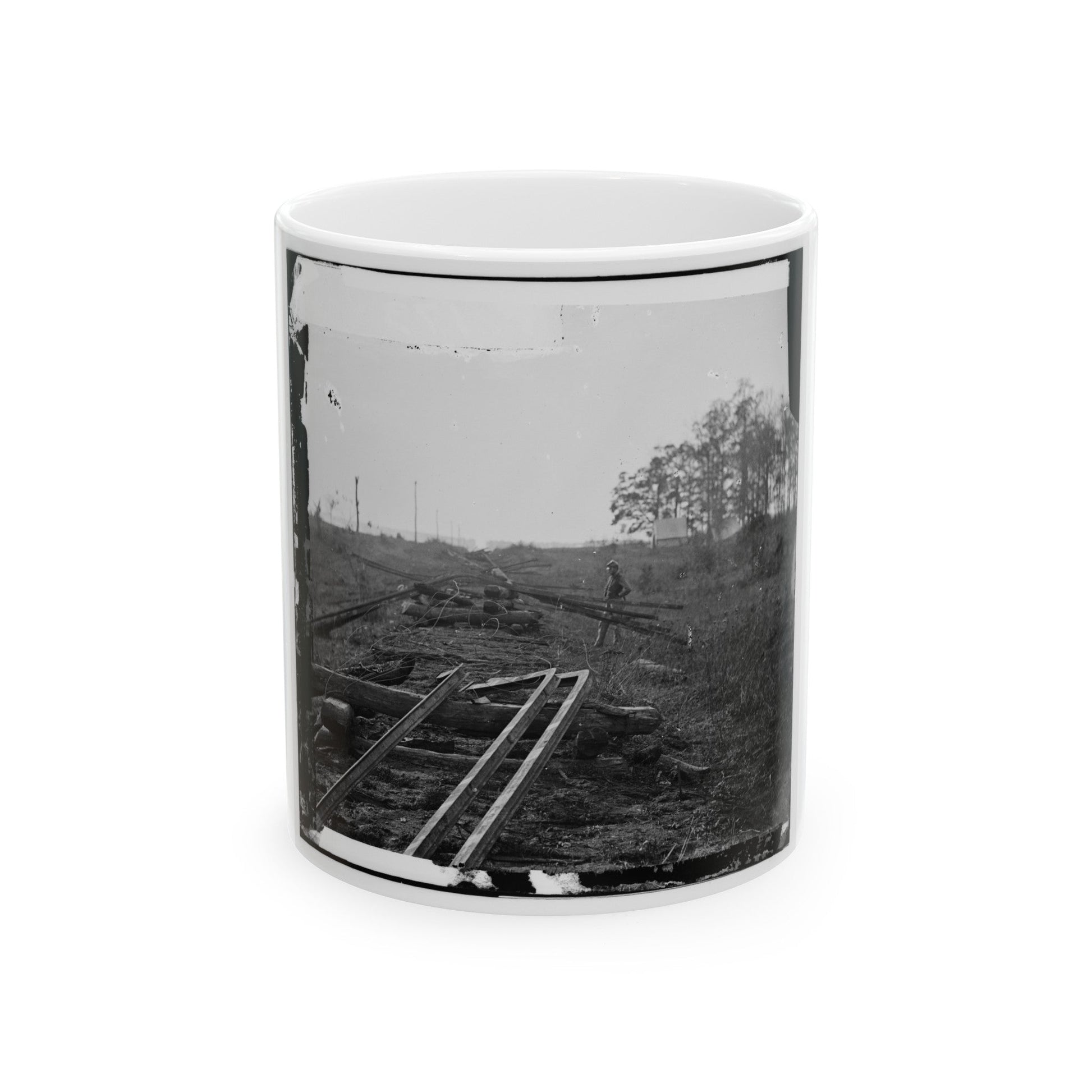 Virginia. Tracks Of The Orange & Alexandria Railroad, Destroyed By The Confederates Between Bristow Station And The Rappahannock (U.S. Civil War) White Coffee Mug-11oz-The Sticker Space