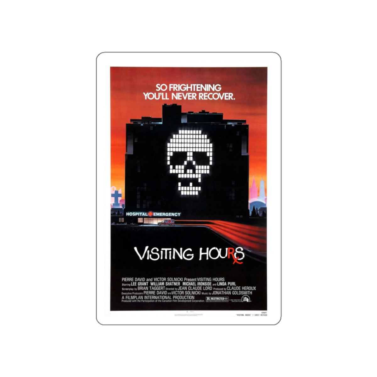 VISITING HOURS 1982 Movie Poster STICKER Vinyl Die-Cut Decal-White-The Sticker Space