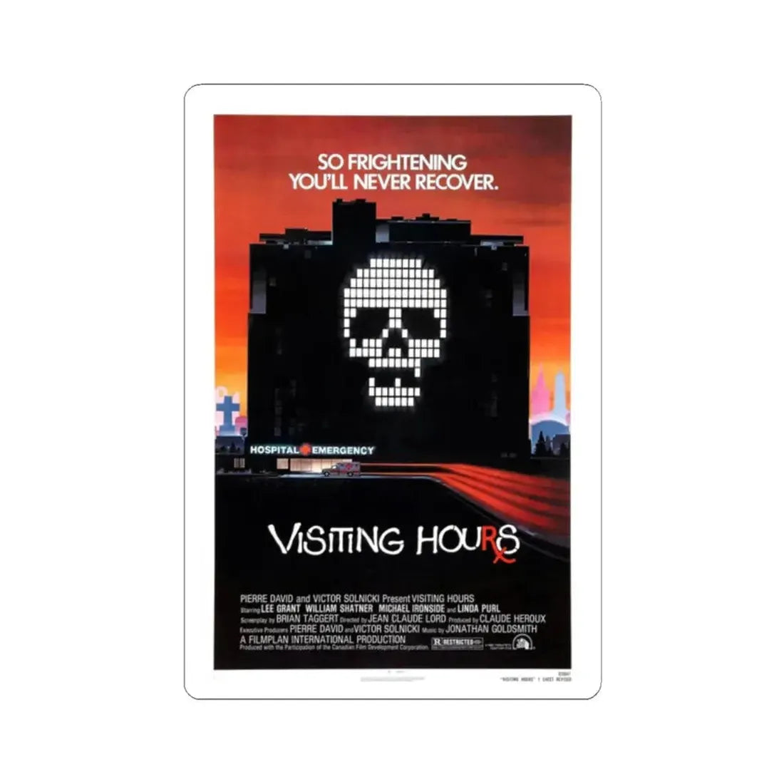 VISITING HOURS 1982 Movie Poster - STICKER Vinyl Kiss-Cut Decal 2 Inch White - The Sticker Space