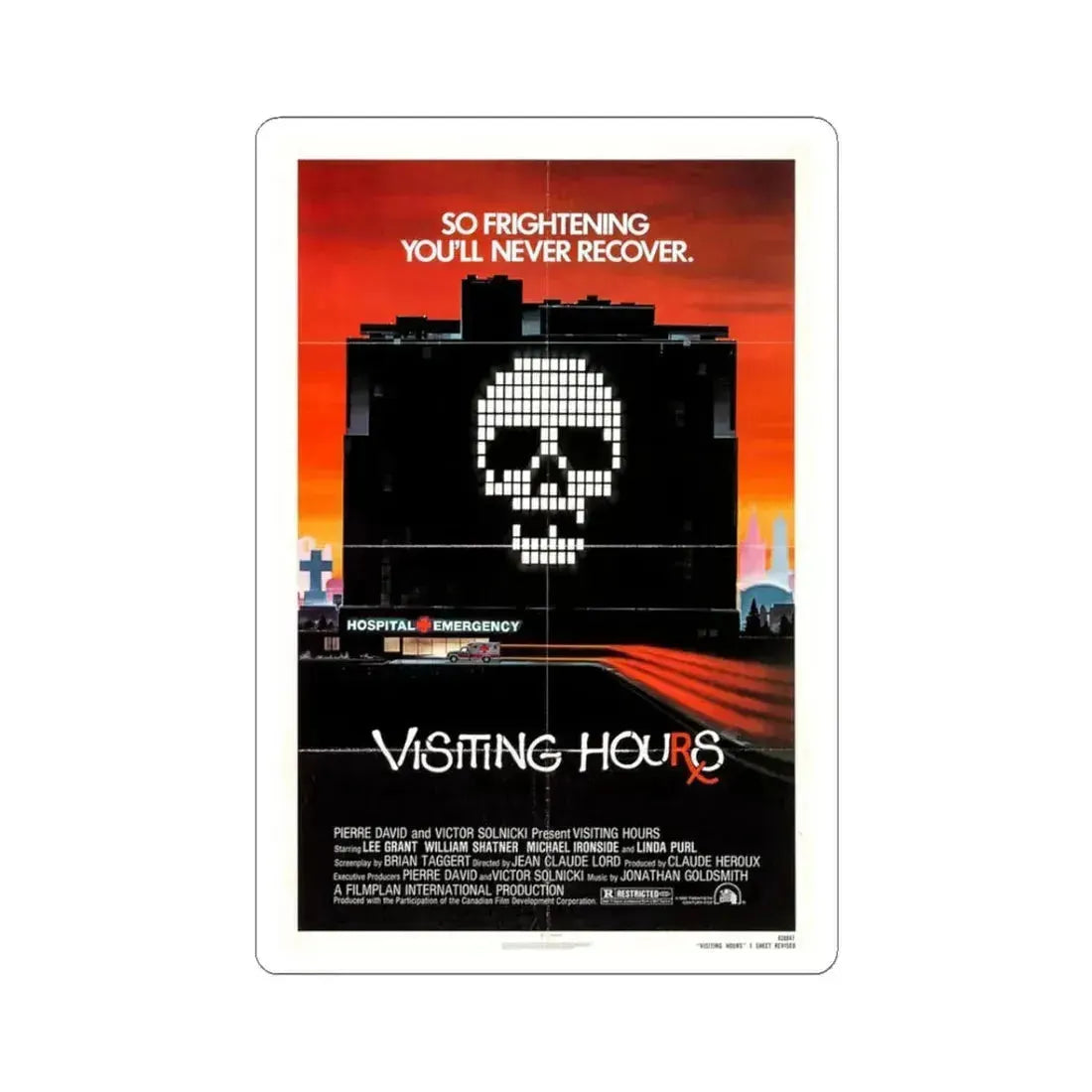Visiting Hours 1982 Movie Poster - STICKER Vinyl Kiss-Cut Decal 3 Inch White - The Sticker Space