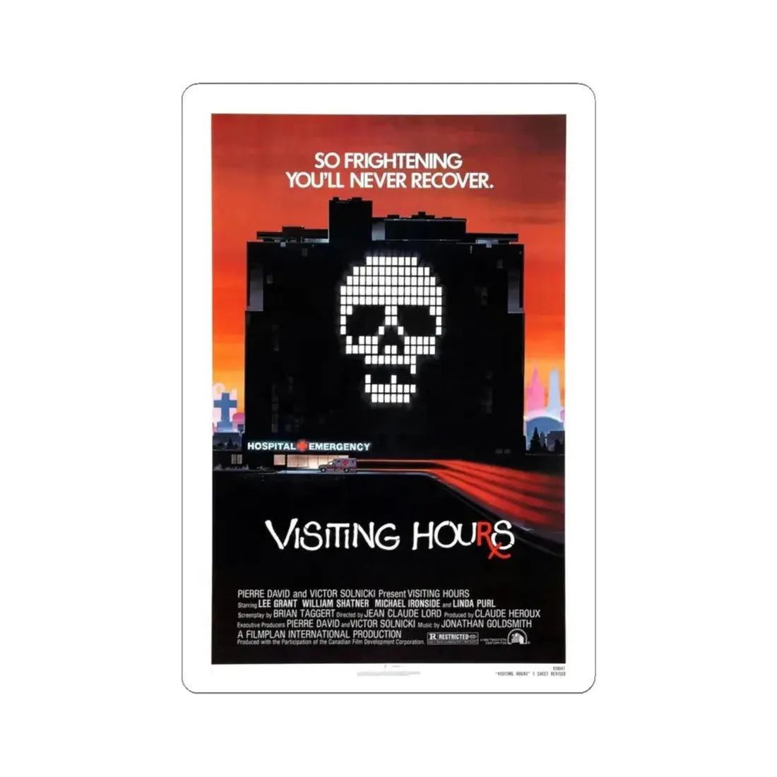 VISITING HOURS 1982 Movie Poster - STICKER Vinyl Kiss-Cut Decal 6 Inch White - The Sticker Space
