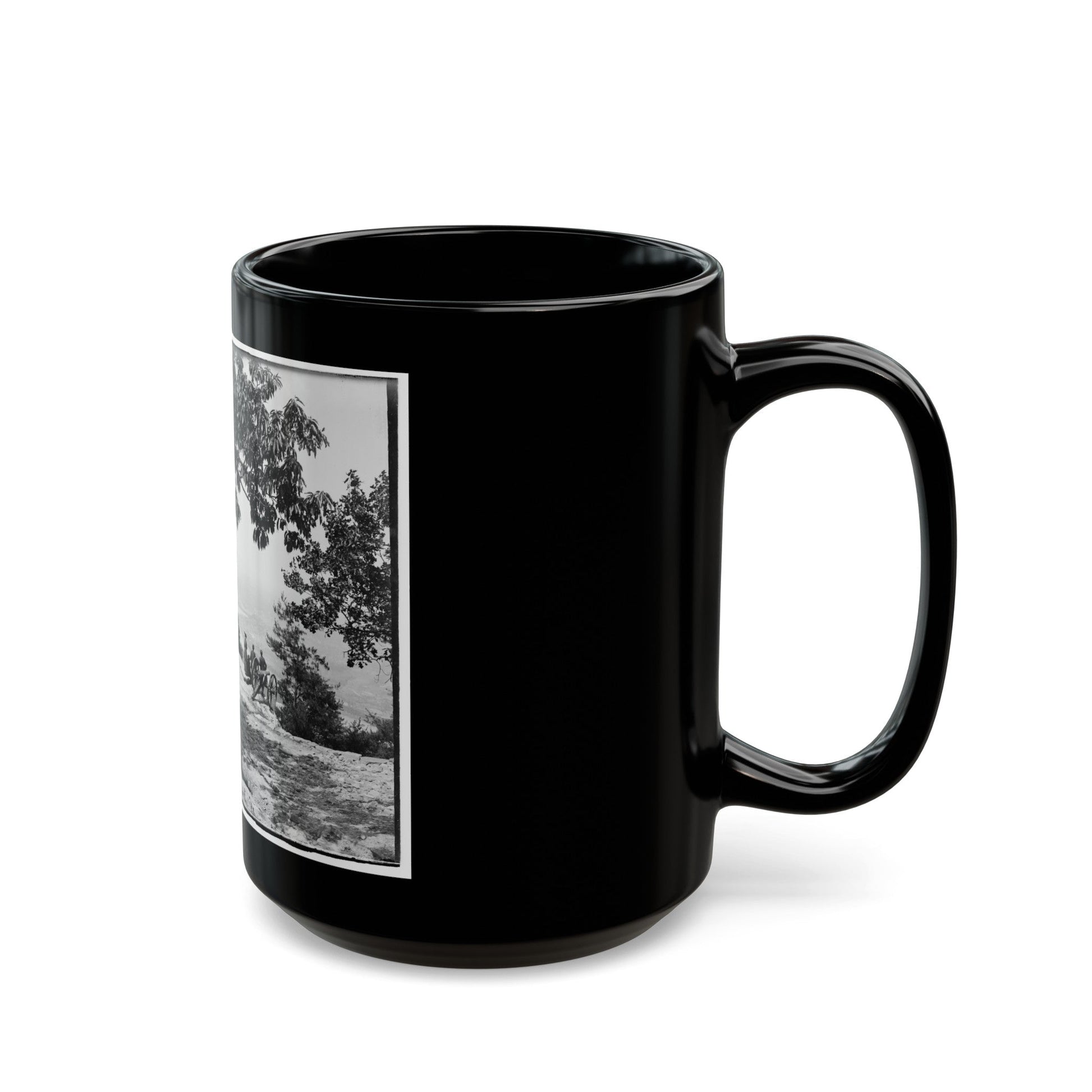 Visitors Observing View From Point At Chickamauga And Chattanooga National Military Park (U.S. Civil War) Black Coffee Mug-The Sticker Space