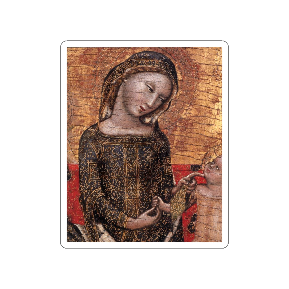 VITALE DA BOLOGNA - Madonna dell'Umilta (detail) (Artwork) STICKER Vinyl Die-Cut Decal-White-The Sticker Space