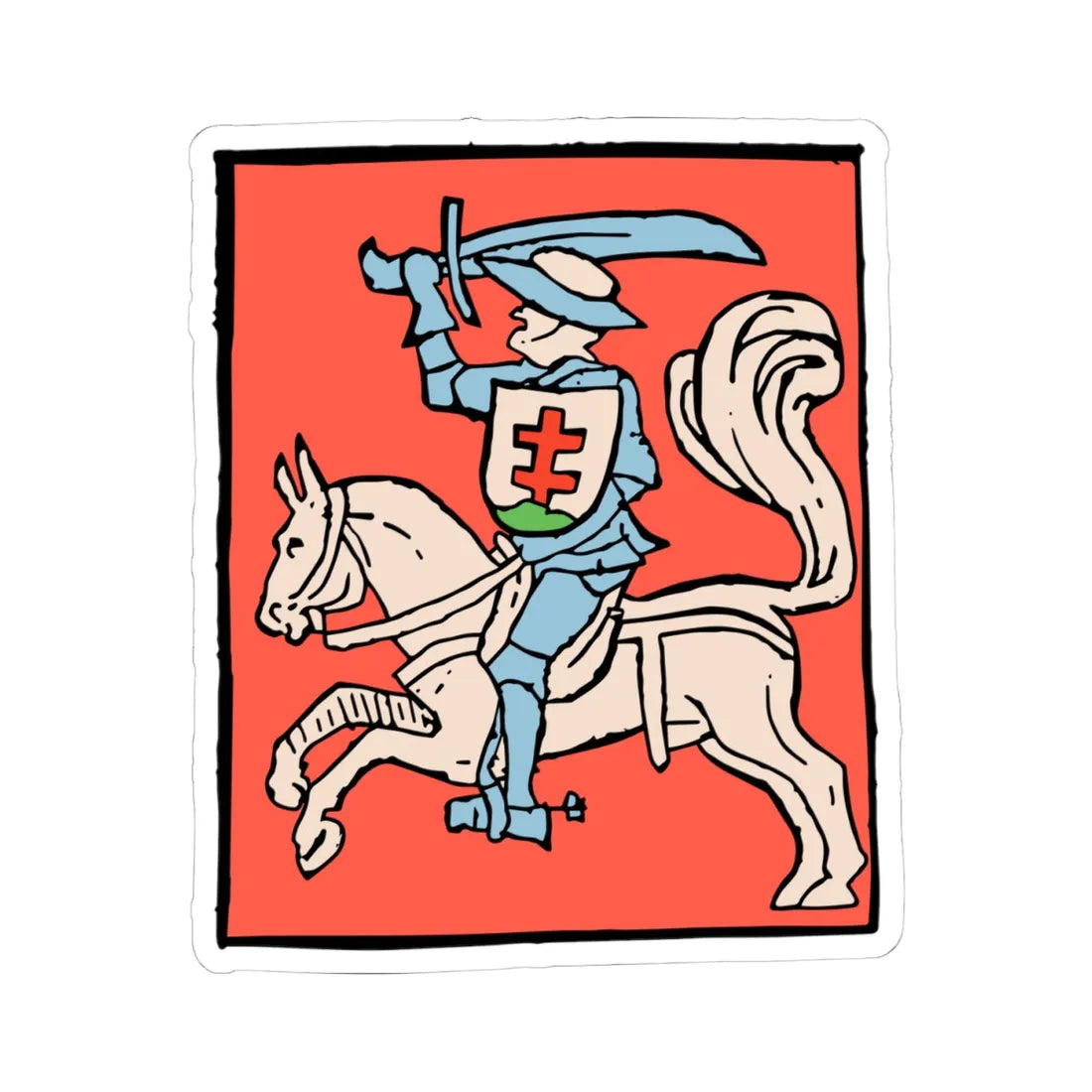 Vitaŭt Vialiki Pahonia. Вітаўт Вялікі Пагоня 1536 crop (Belarus) (Coat of Arms) STICKER Vinyl Kiss-Cut Decal 4 Inch White - The Sticker Space
