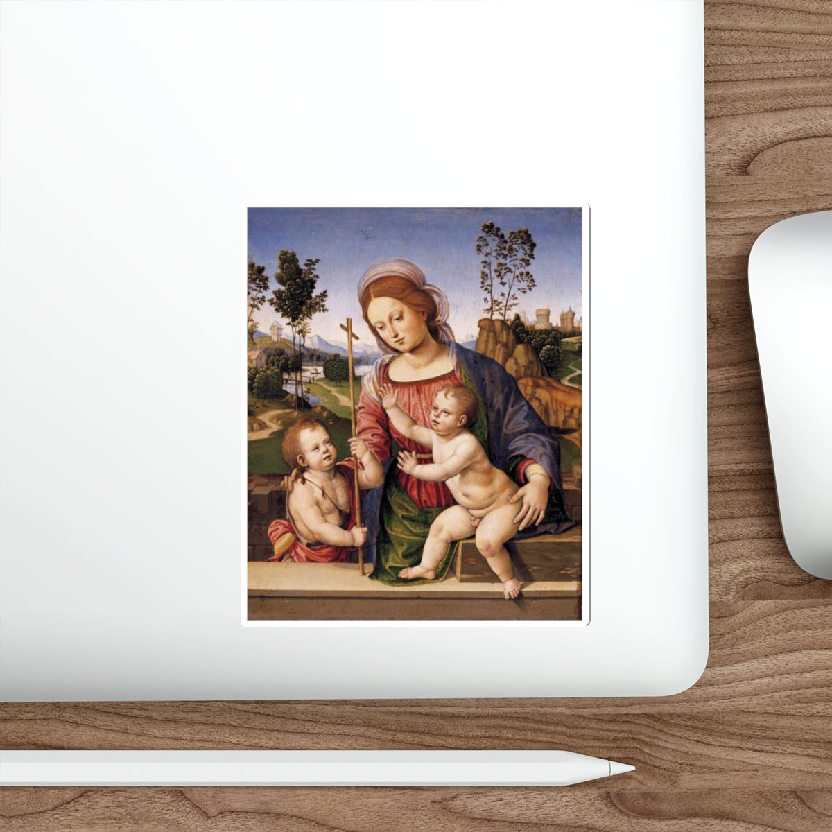 VITI, Timoteo - Madonna and Child with the Infant St John the Baptist (Artwork) STICKER Vinyl Die-Cut Decal-The Sticker Space