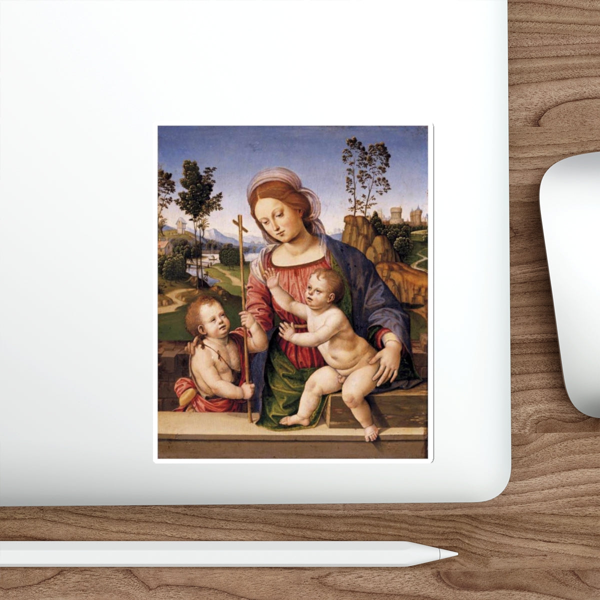 VITI, Timoteo - Madonna and Child with the Infant St John the Baptist (Artwork) STICKER Vinyl Die-Cut Decal-The Sticker Space