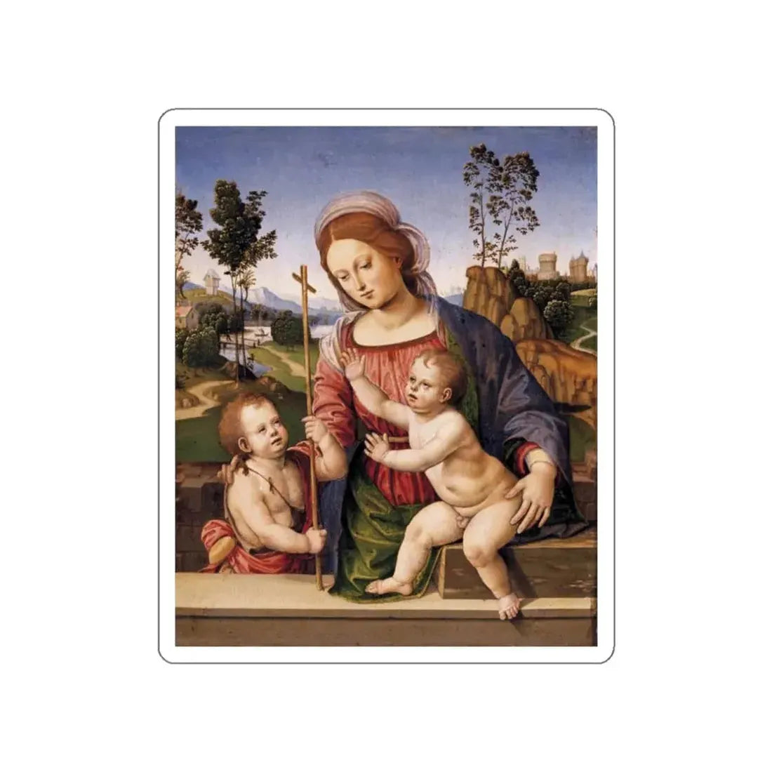 VITI, Timoteo - Madonna and Child with the Infant St John the Baptist (Artwork) STICKER Vinyl Die-Cut Decal White Die-Cut 3 Inch - The Sticker Space