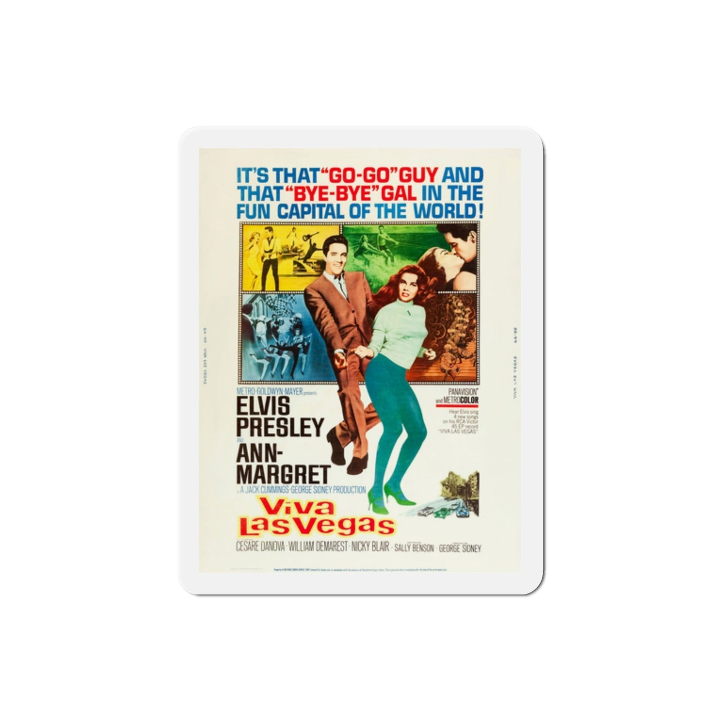 Viva Las Vegas 1964 Movie Poster Die-Cut Magnet-2 Inch-The Sticker Space