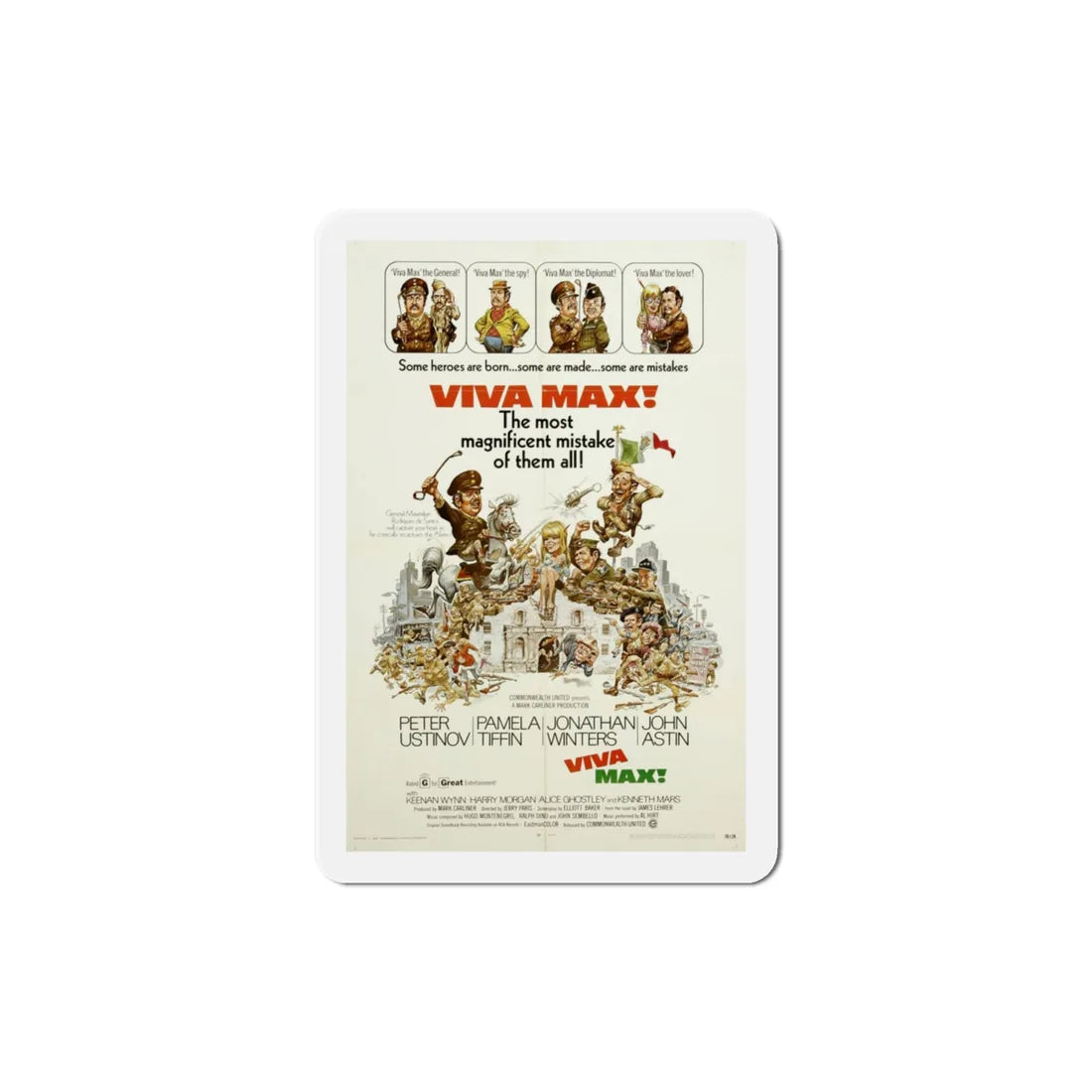 Viva Max 1969 Movie Poster Refrigerator Magnet 3 Inch - The Sticker Space