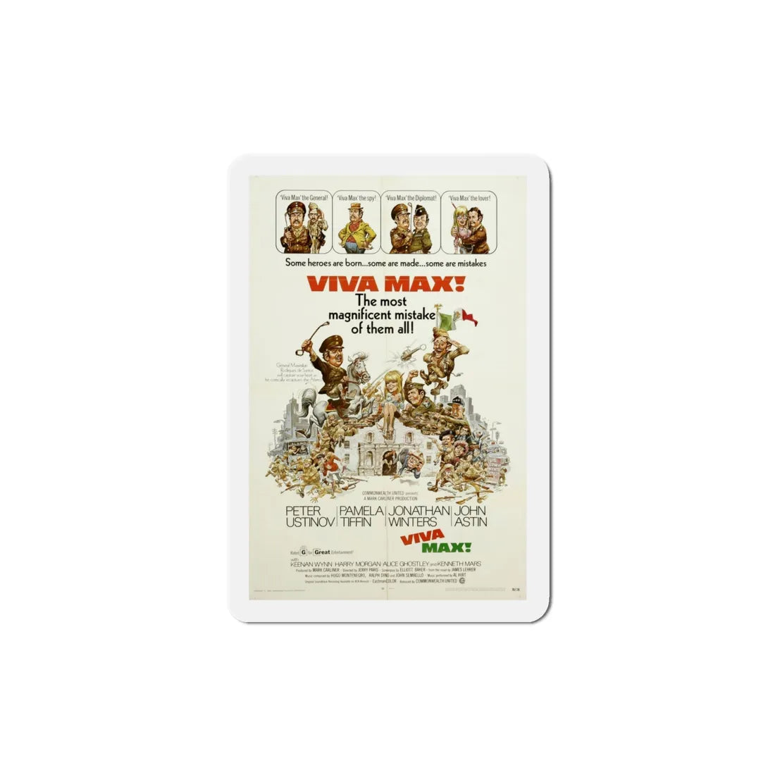 Viva Max 1969 Movie Poster Refrigerator Magnet 4 Inch - The Sticker Space