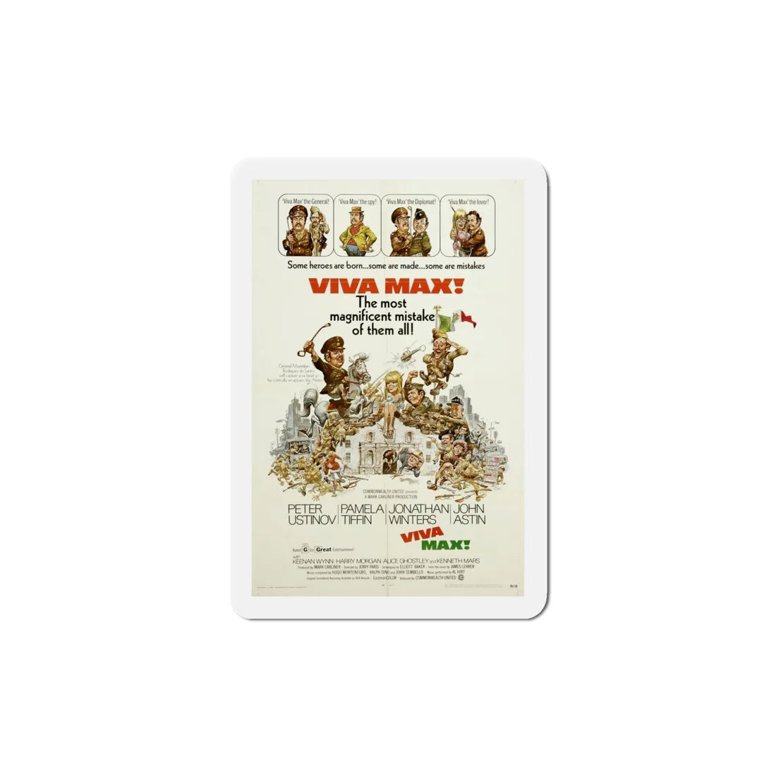 Viva Max 1969 Movie Poster Refrigerator Magnet 5 Inch - The Sticker Space