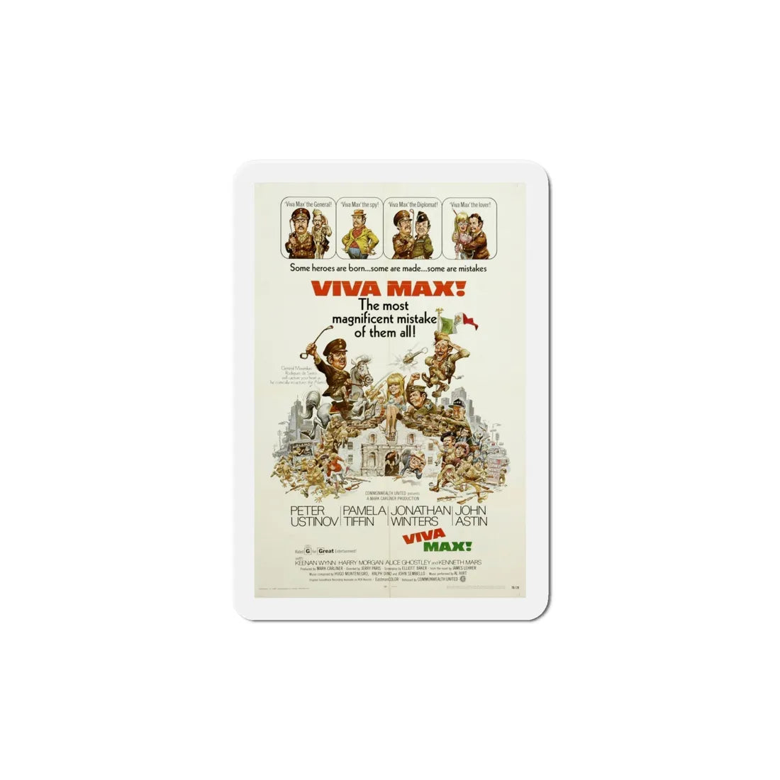 Viva Max 1969 Movie Poster Refrigerator Magnet 6 Inch - The Sticker Space