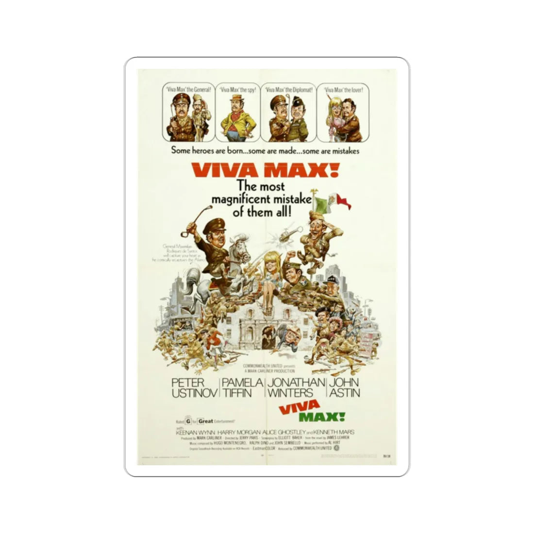 Viva Max 1969 Movie Poster STICKER Vinyl Die-Cut Decal 2 Inch - The Sticker Space
