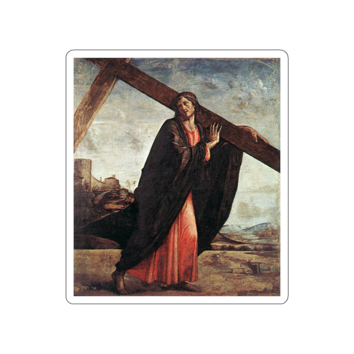 VIVARINI, Alvise - Christ Carrying the Cross (Artwork) STICKER Vinyl Die-Cut Decal-White-The Sticker Space