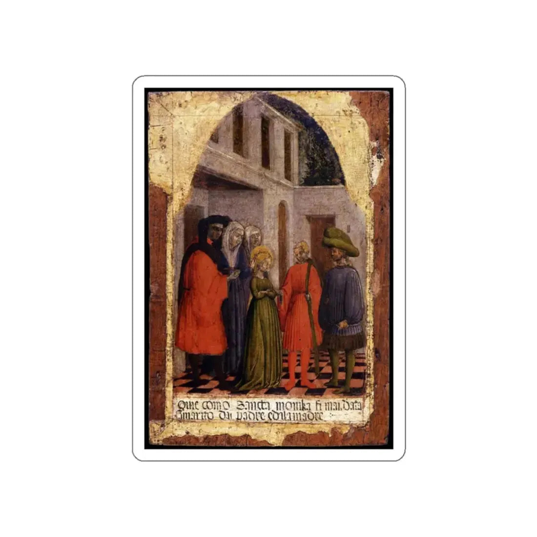 VIVARINI, Antonio - Marriage of St Monica (Artwork) STICKER Vinyl Die-Cut Decal White Die-Cut 2 Inch - The Sticker Space