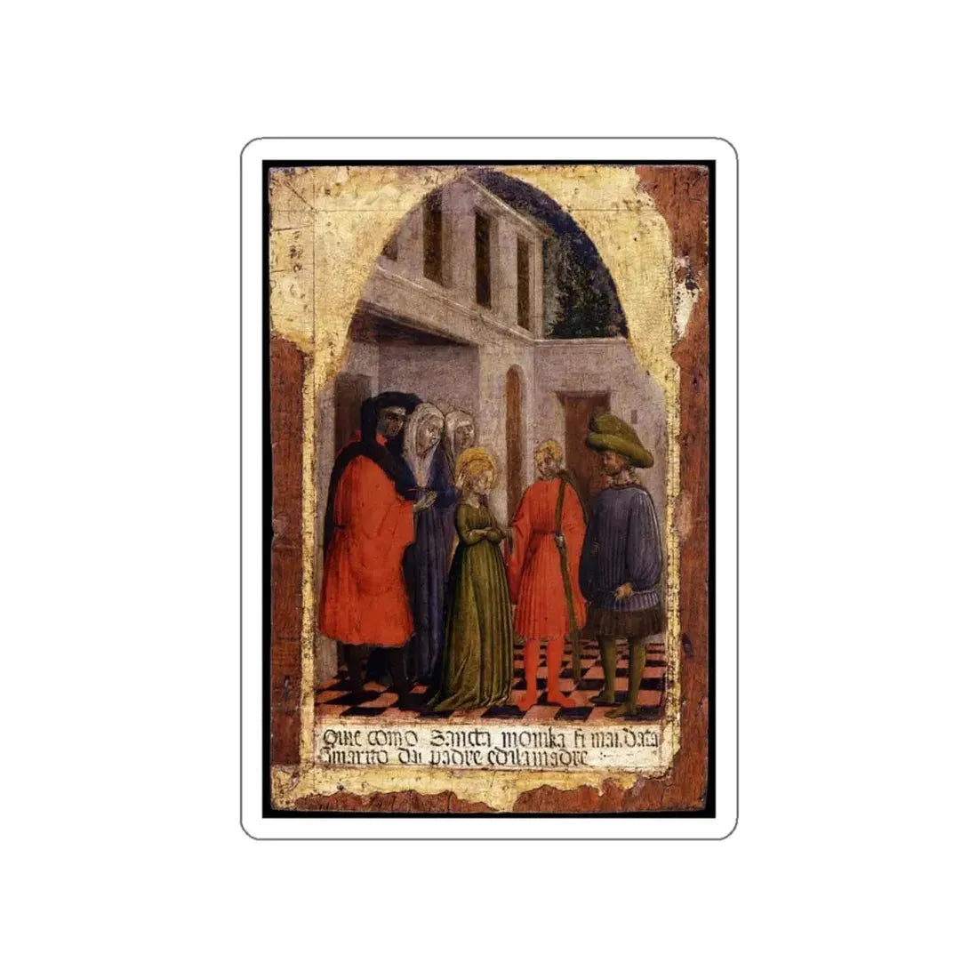 VIVARINI, Antonio - Marriage of St Monica (Artwork) STICKER Vinyl Die-Cut Decal White Die-Cut 4 Inch - The Sticker Space