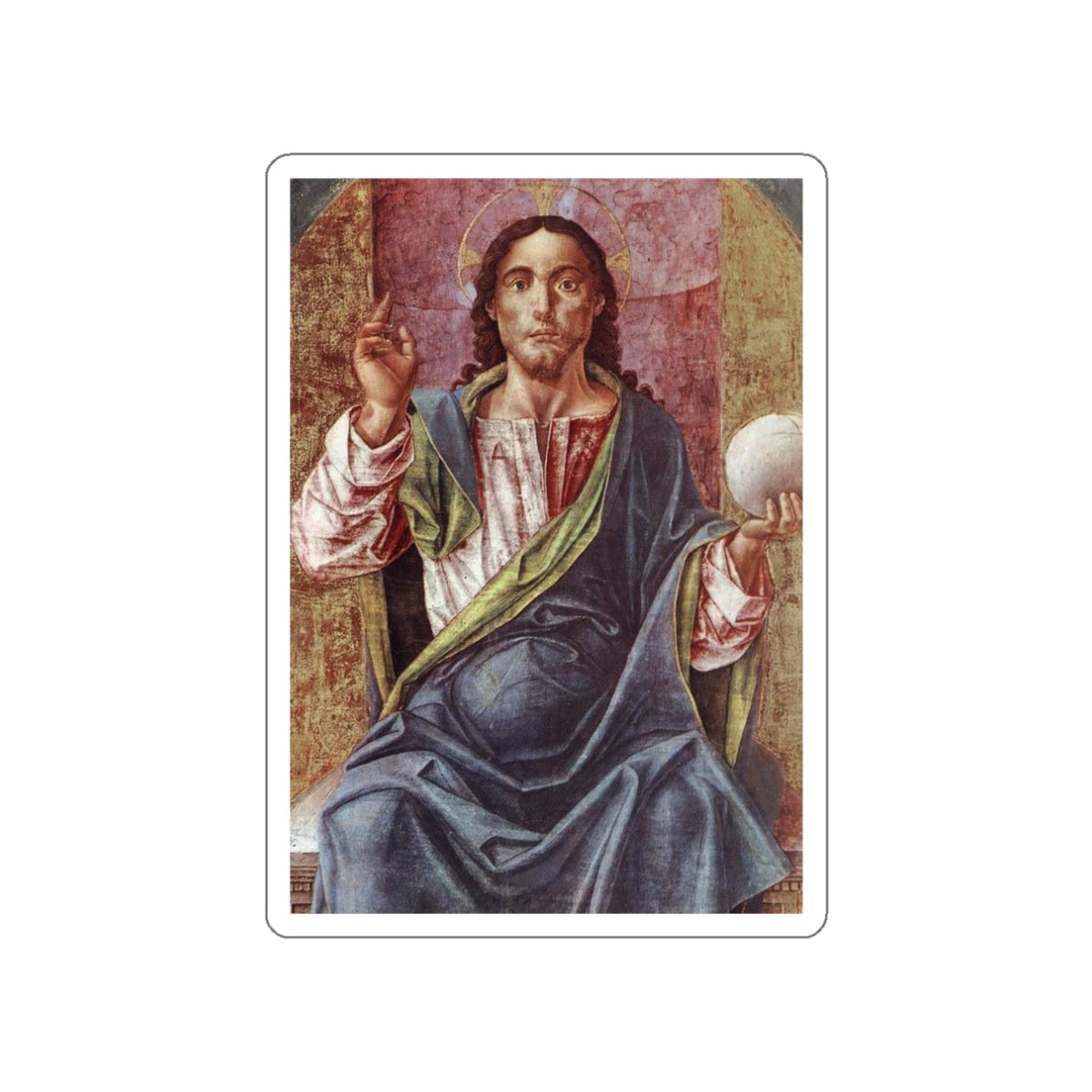 VIVARINI, Bartolomeo - Christ Enthroned (detail) (Artwork) STICKER Vinyl Die-Cut Decal-White-The Sticker Space