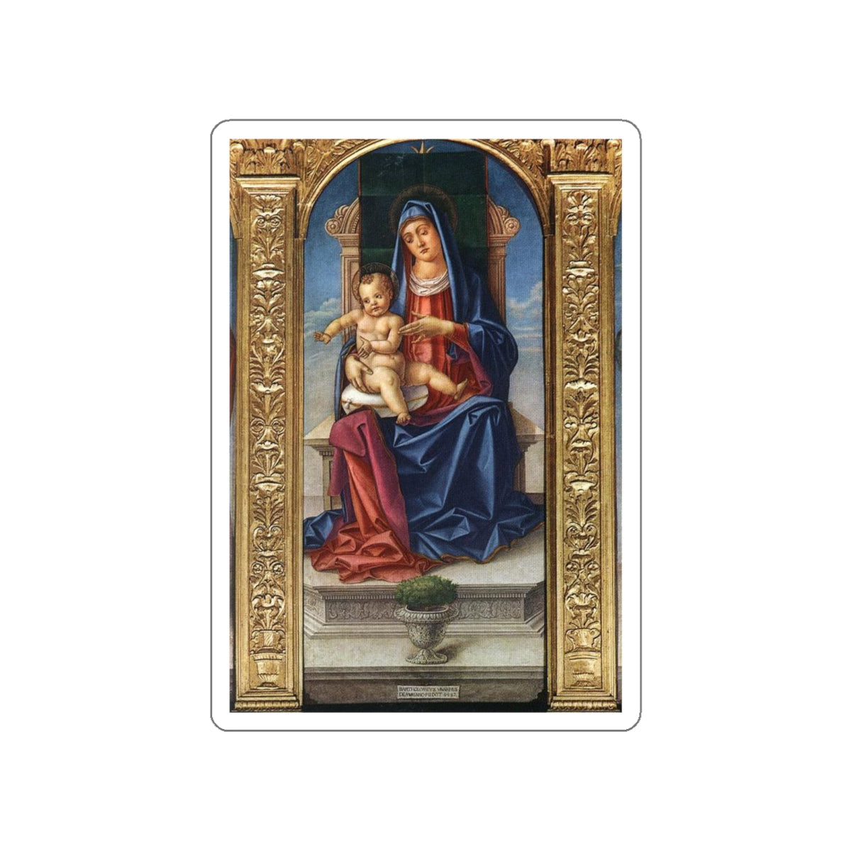 VIVARINI, Bartolomeo - Madonna Enthroned (Artwork) STICKER Vinyl Die-Cut Decal-White-The Sticker Space