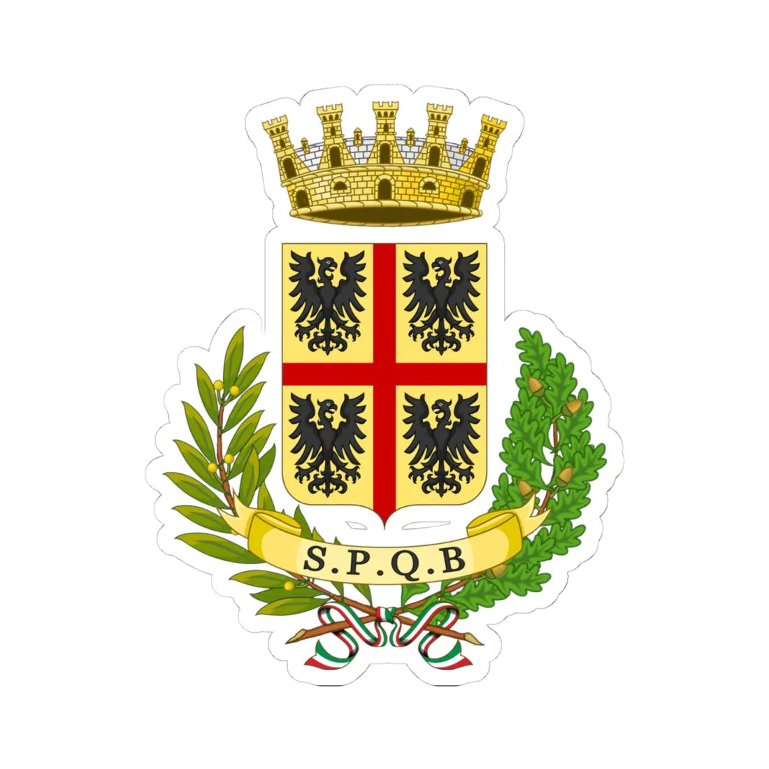 Vizzini-Stemma (Italy) (Coat of Arms) STICKER Vinyl Kiss-Cut Decal 4 Inch White - The Sticker Space