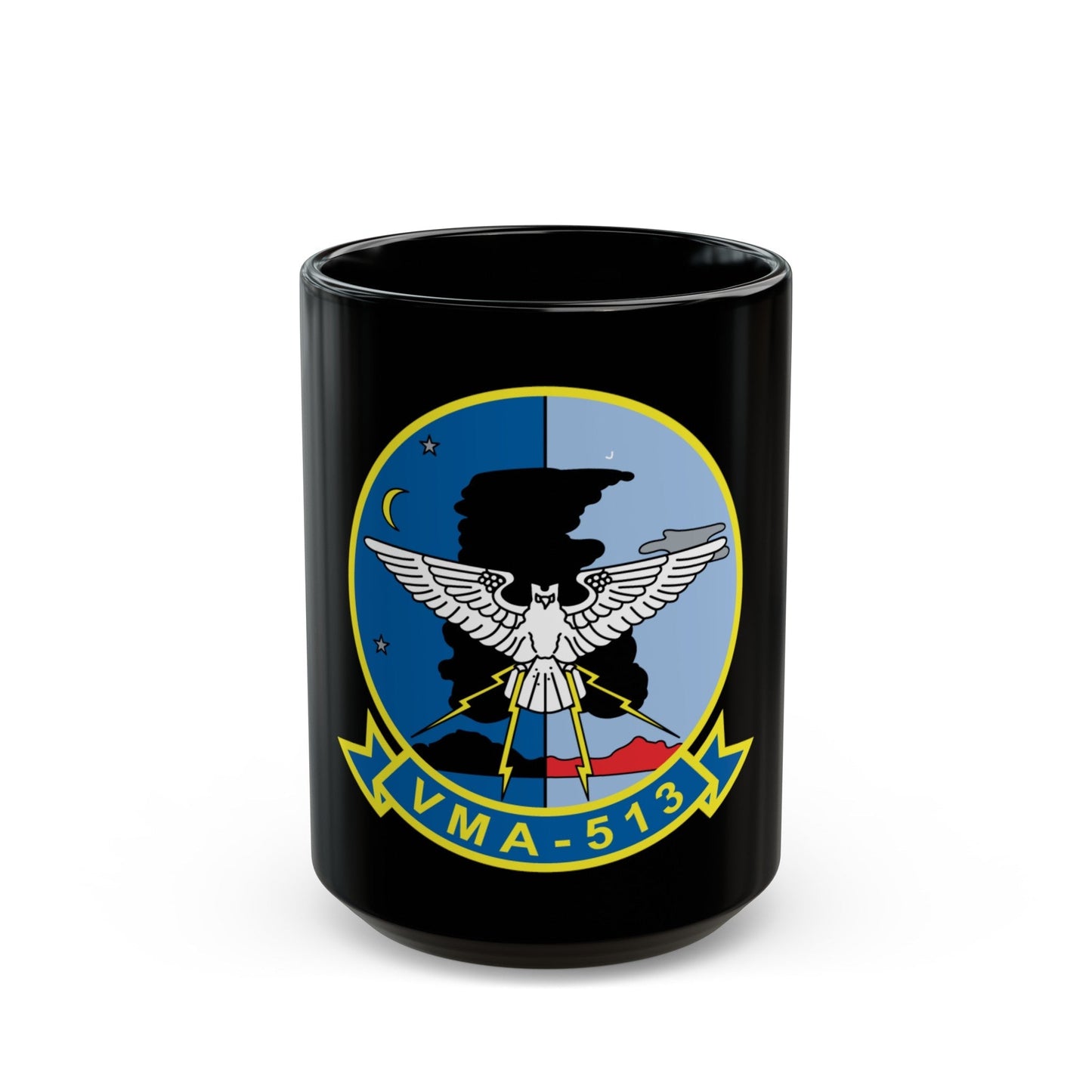 VMA 513 (USMC) Black Coffee Mug-15oz-The Sticker Space