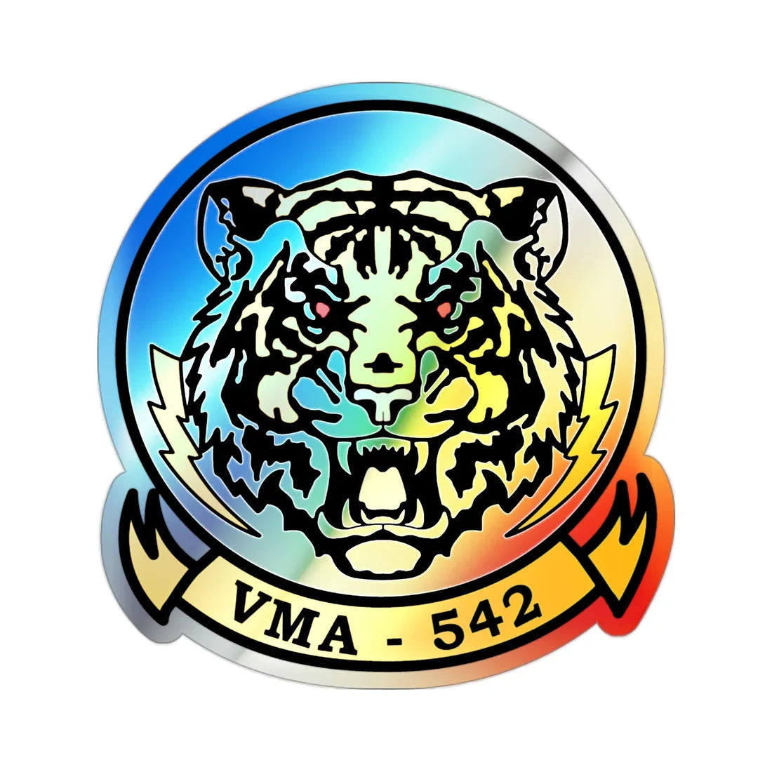 VMA 542 Tigers (USMC) Holographic STICKER Die-Cut Vinyl Decal 2 Inch Holographic - The Sticker Space