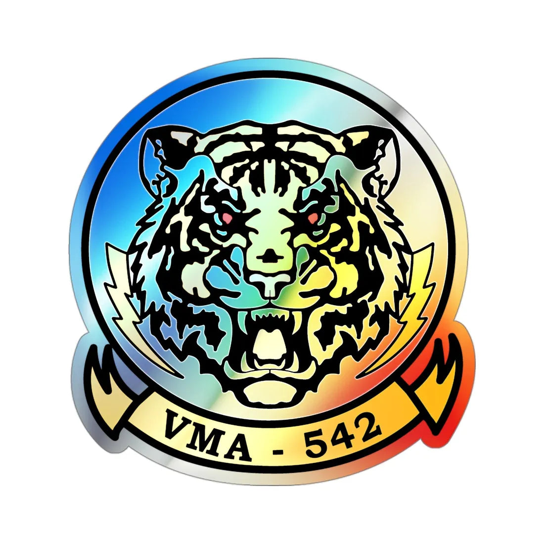 VMA 542 Tigers (USMC) Holographic STICKER Die-Cut Vinyl Decal 3 Inch Holographic - The Sticker Space