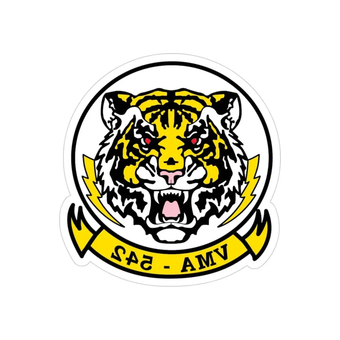 VMA 542 Tigers (USMC) REVERSE PRINT Transparent Die-Cut STICKER 3 Inch Die-Cut Transparent - The Sticker Space