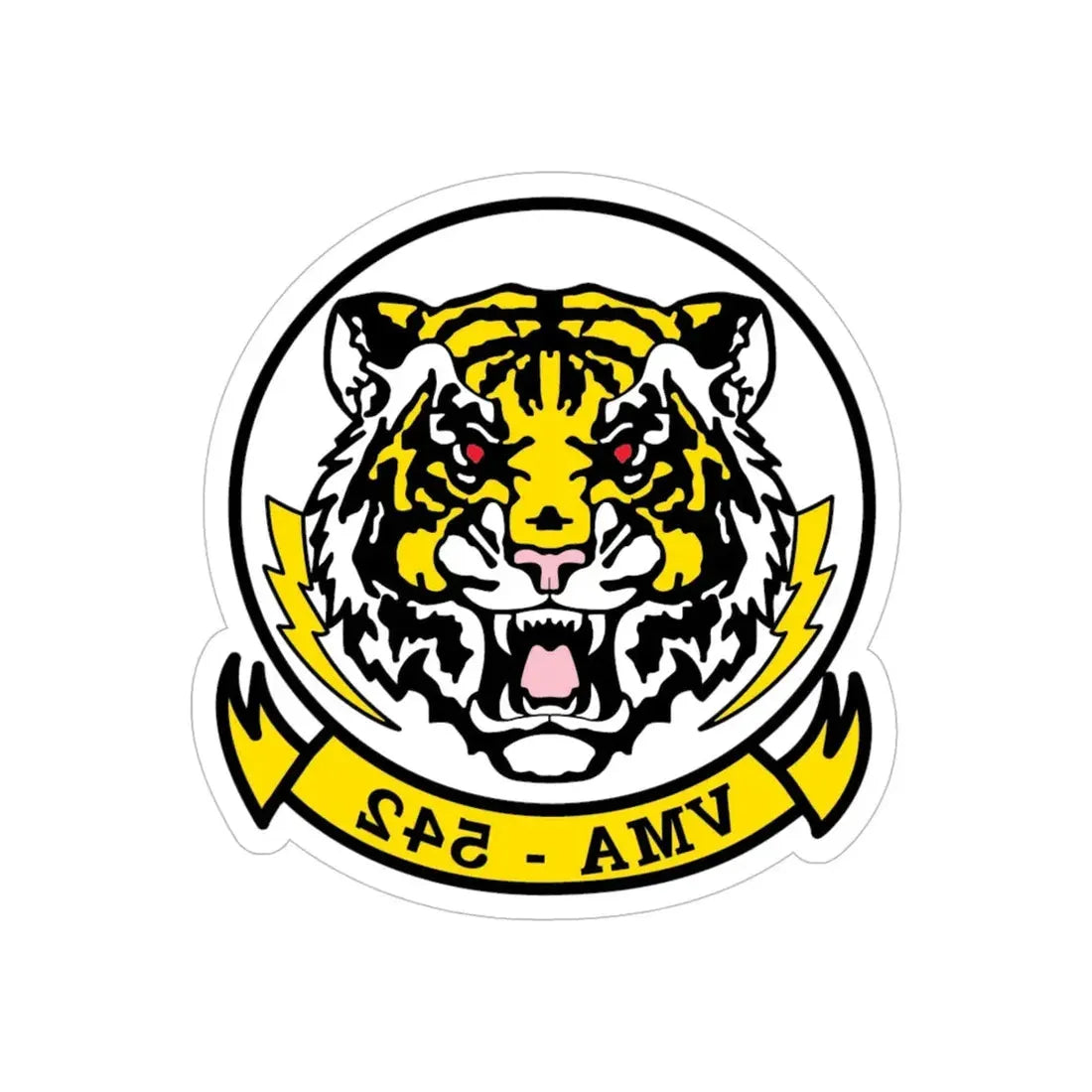 VMA 542 Tigers (USMC) REVERSE PRINT Transparent Die-Cut STICKER 5 Inch Die-Cut Transparent - The Sticker Space