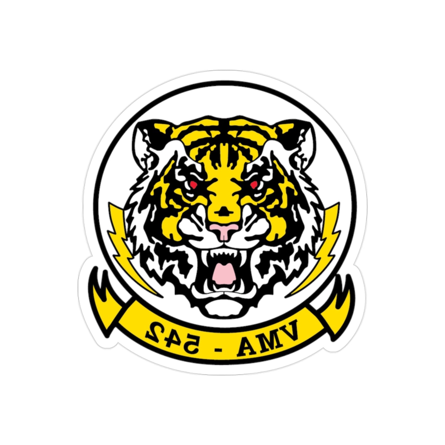 VMA 542 Tigers (USMC) REVERSE PRINT Transparent STICKER-2" × 2"-The Sticker Space