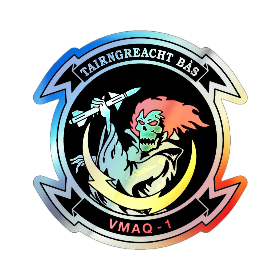 VMAQ 1 Marine Tactical Electronic Warfare Squadron 1 (USMC) Holographic STICKER Die-Cut Vinyl Decal 3 Inch Holographic - The Sticker Space