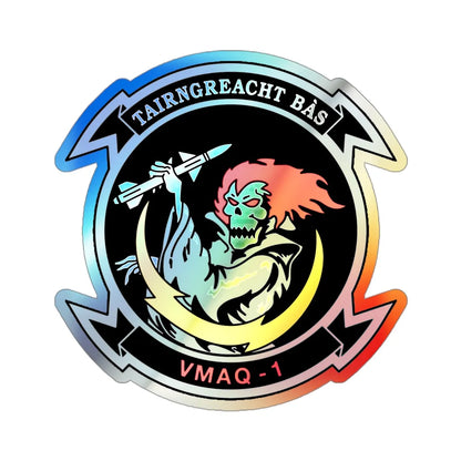 VMAQ 1 Marine Tactical Electronic Warfare Squadron 1 (USMC) Holographic STICKER Die-Cut Vinyl Decal 3 Inch Holographic - The Sticker Space
