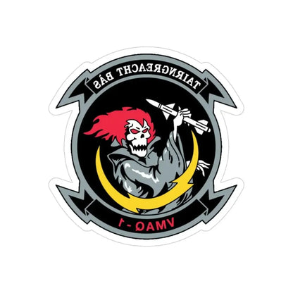 VMAQ 1 Marine Tactical Electronic Warfare Squadron 1 (USMC) REVERSE PRINT Transparent Die-Cut STICKER 3 Inch Die-Cut Transparent - The Sticker Space