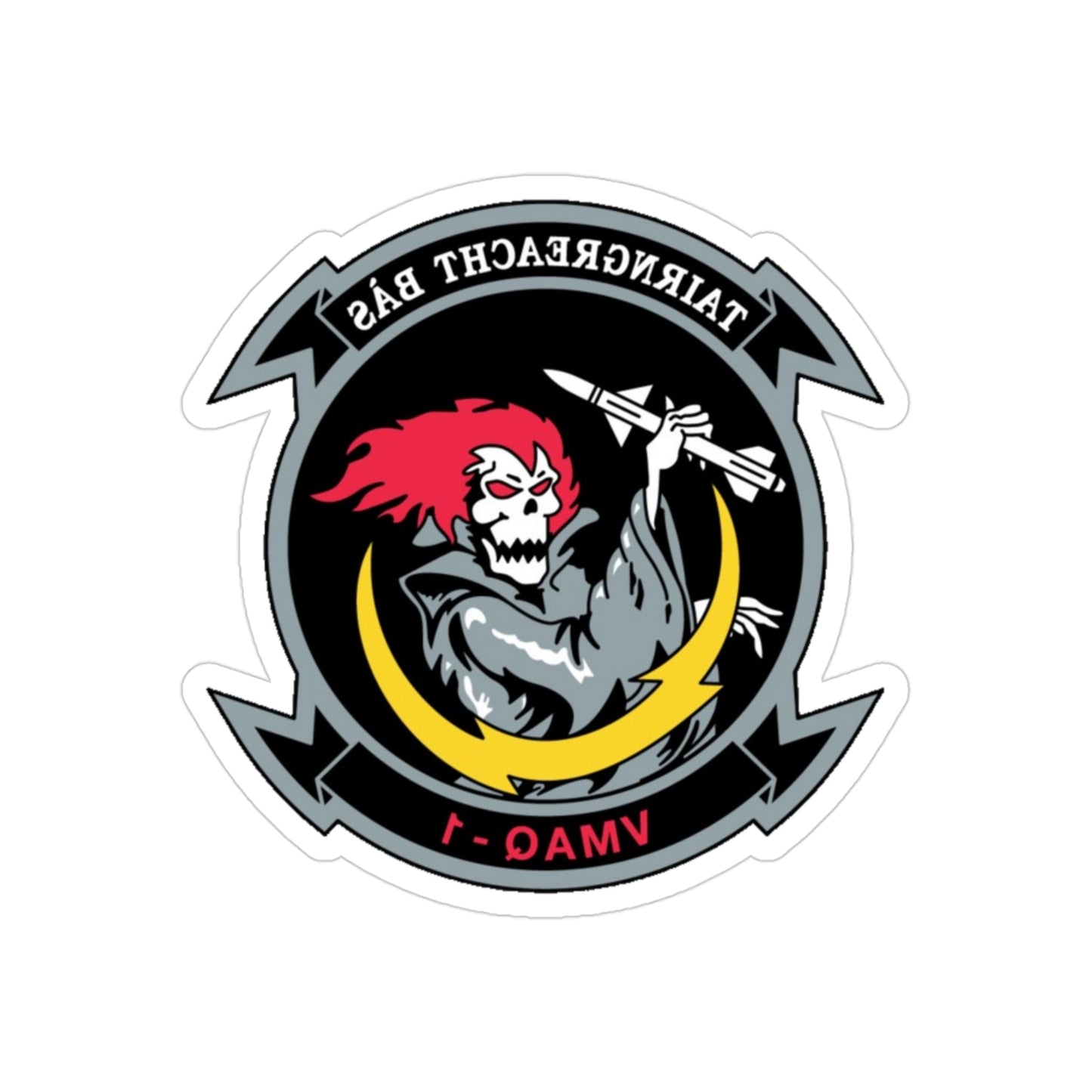 VMAQ 1 Marine Tactical Electronic Warfare Squadron 1 (USMC) REVERSE PRINT Transparent STICKER-3" × 3"-The Sticker Space