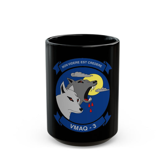 VMAQ 3 Marine Tactical Electronic Warfare Squadron 3 (USMC) Black Coffee Mug-15oz-The Sticker Space