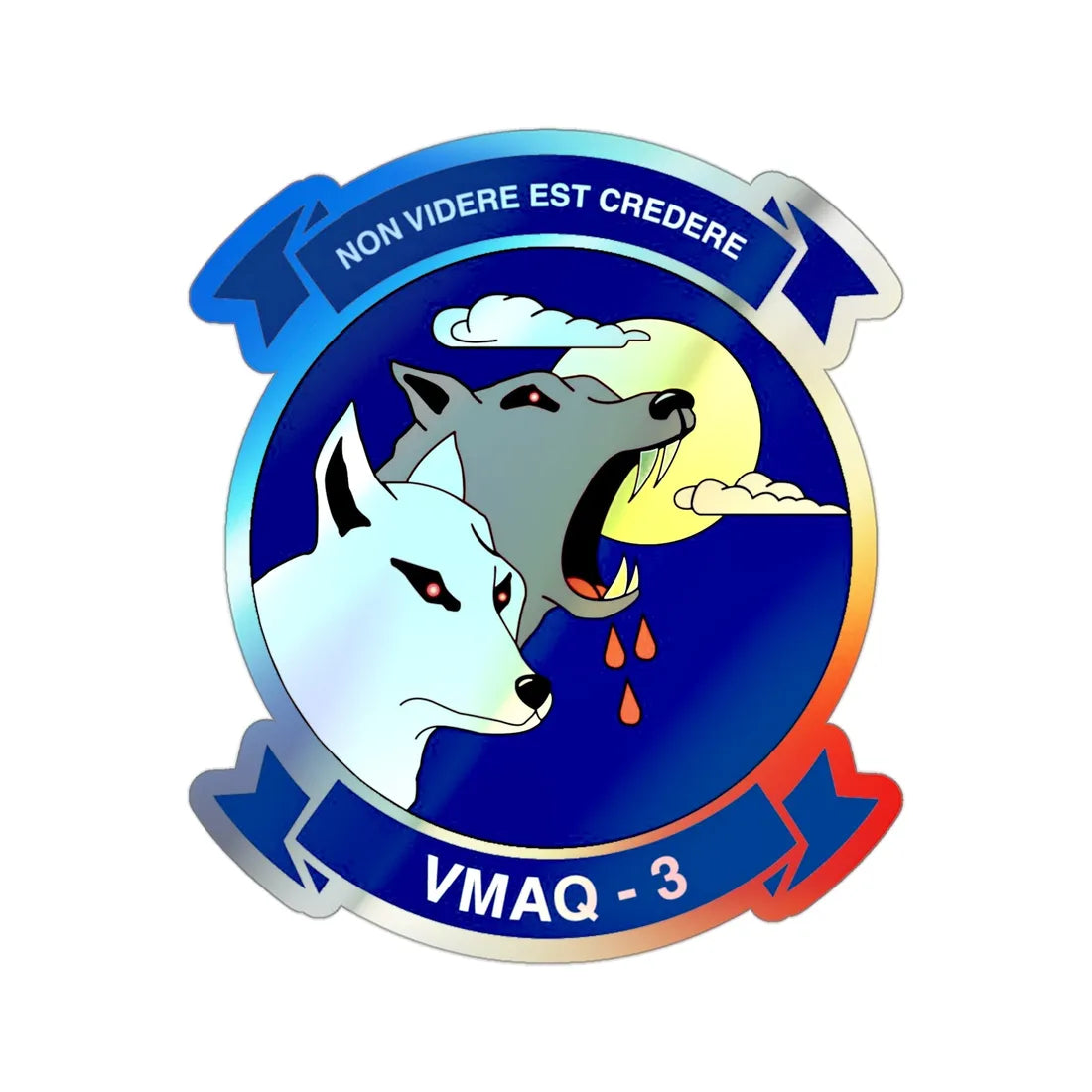 VMAQ 3 Marine Tactical Electronic Warfare Squadron 3 (USMC) Holographic STICKER Die-Cut Vinyl Decal 3 Inch Holographic - The Sticker Space