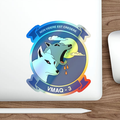 VMAQ 3 Marine Tactical Electronic Warfare Squadron 3 (USMC) Holographic STICKER Die-Cut Vinyl Decal-The Sticker Space