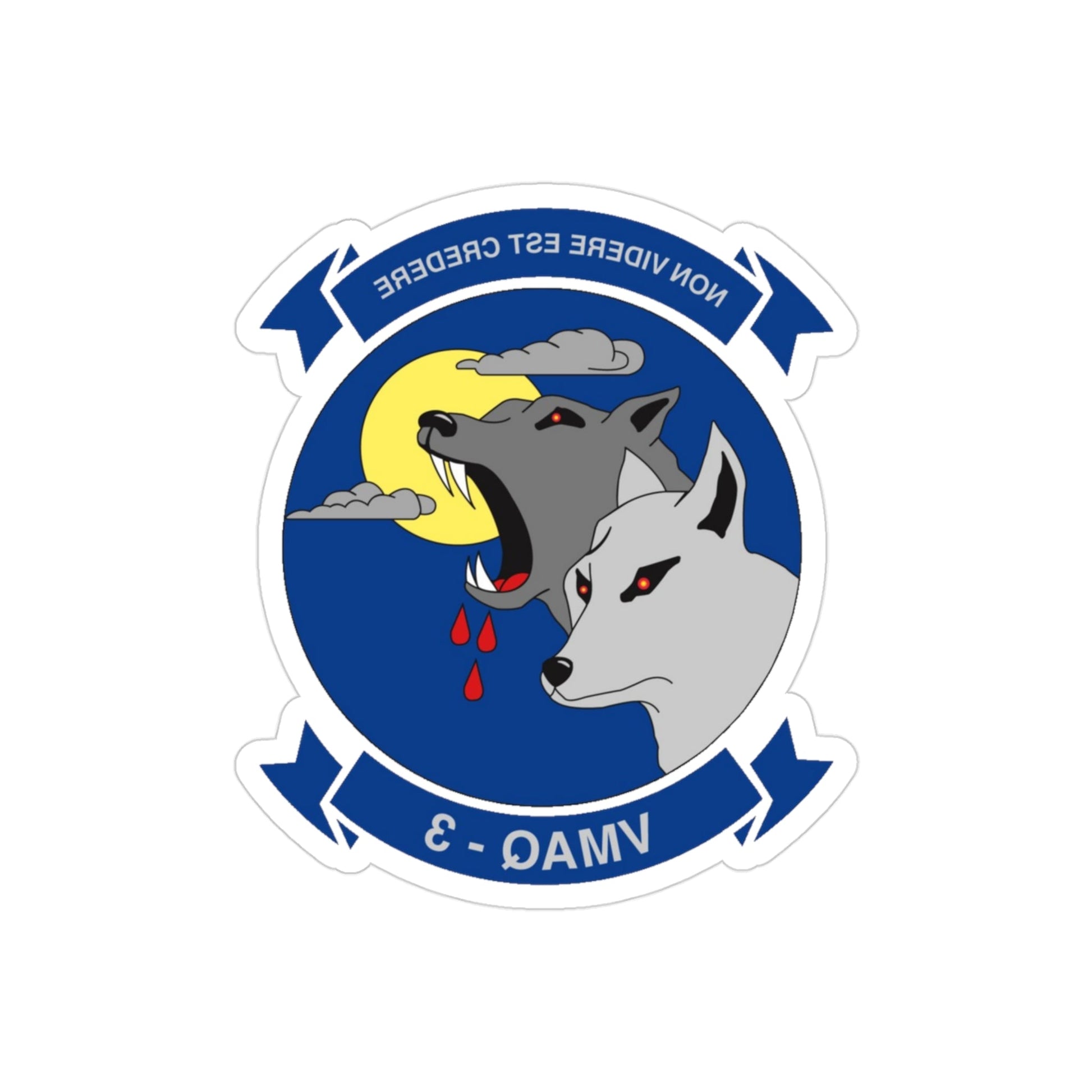 VMAQ 3 Marine Tactical Electronic Warfare Squadron 3 (USMC) REVERSE PRINT Transparent STICKER-3" × 3"-The Sticker Space